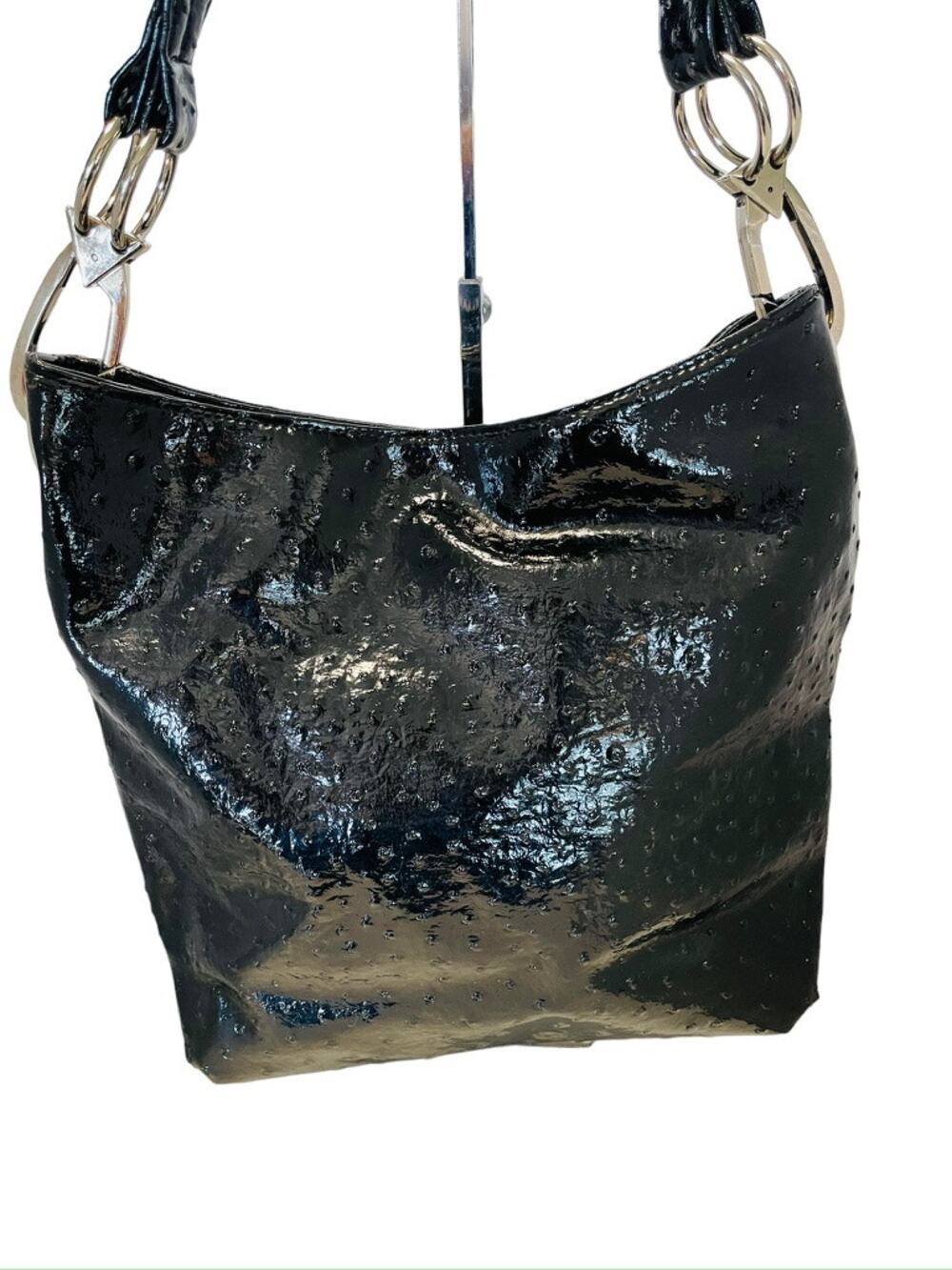Braciano Vegan Leather Ostrich Embossed Large Tote Substantial Hardware